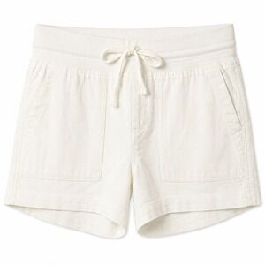 NWT$ FALLS CREEK Linen Blend High-Rise Pull-On Shorts Sz S White Elastic Waist